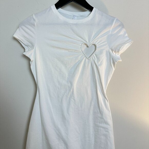 SKIMS Cotton Jersey Heart Mini Dress in White Size Medium - Picture 5 of 12